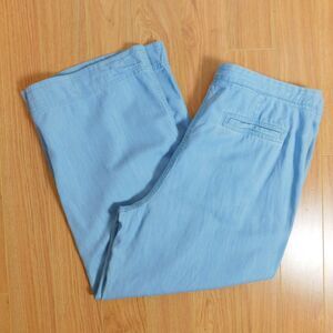 Diane Von Furstenberg Capri Pant Lightweight Blue Beachy Wide Leg Pant 14 EUC